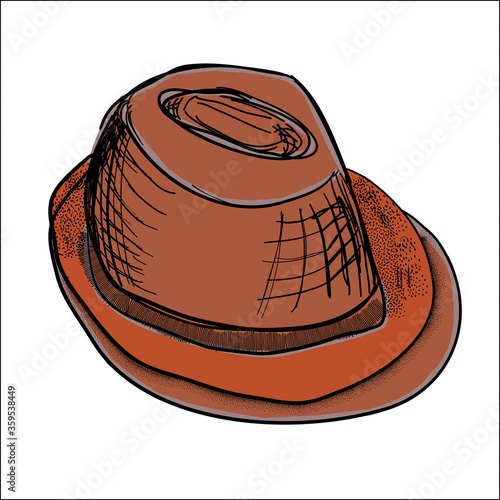 Brown retro style hat drawing sketch