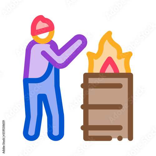 homeless warming flame icon vector. homeless warming flame sign. color symbol illustration