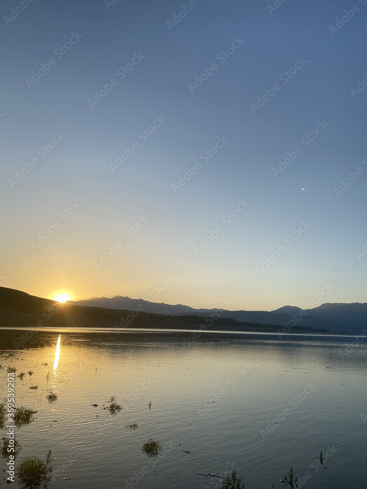 sunset over the lake