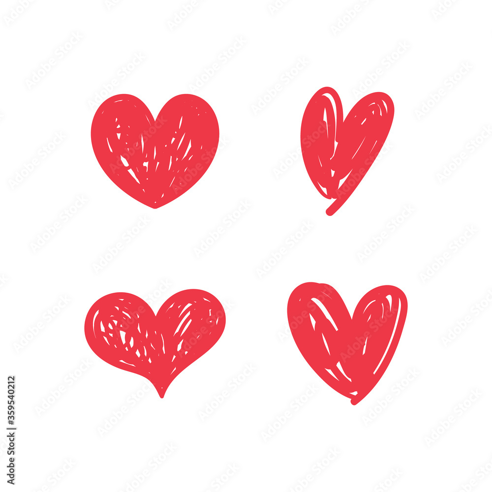 Hand drawn hearts. Set of Heart doodles for valentine's day design or wedding card invitation.