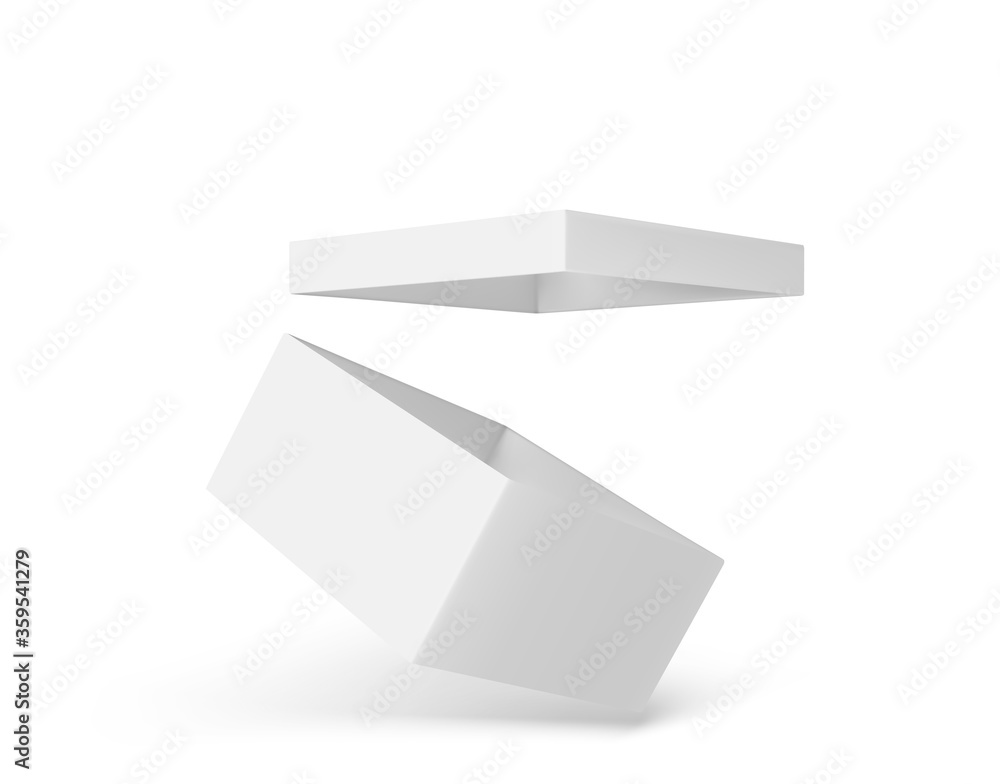 White box mockup. Blank packaging box, package mockup 3d vector ...