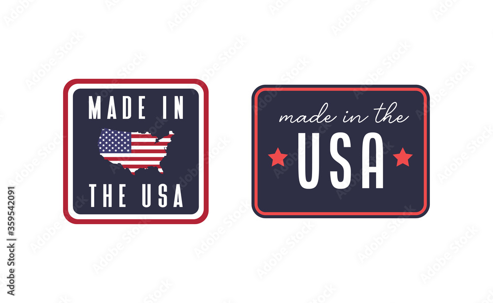 Made in the USA badge collection. American proud badge. United States of America flag color symbol. Made in the USA badge collection. American proud badge. United States of America flag color symbol.