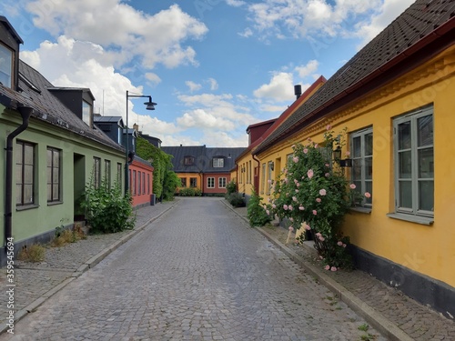 Fototapeta Naklejka Na Ścianę i Meble -  A central street in ol town Lund, Sweden on a nice sunny day