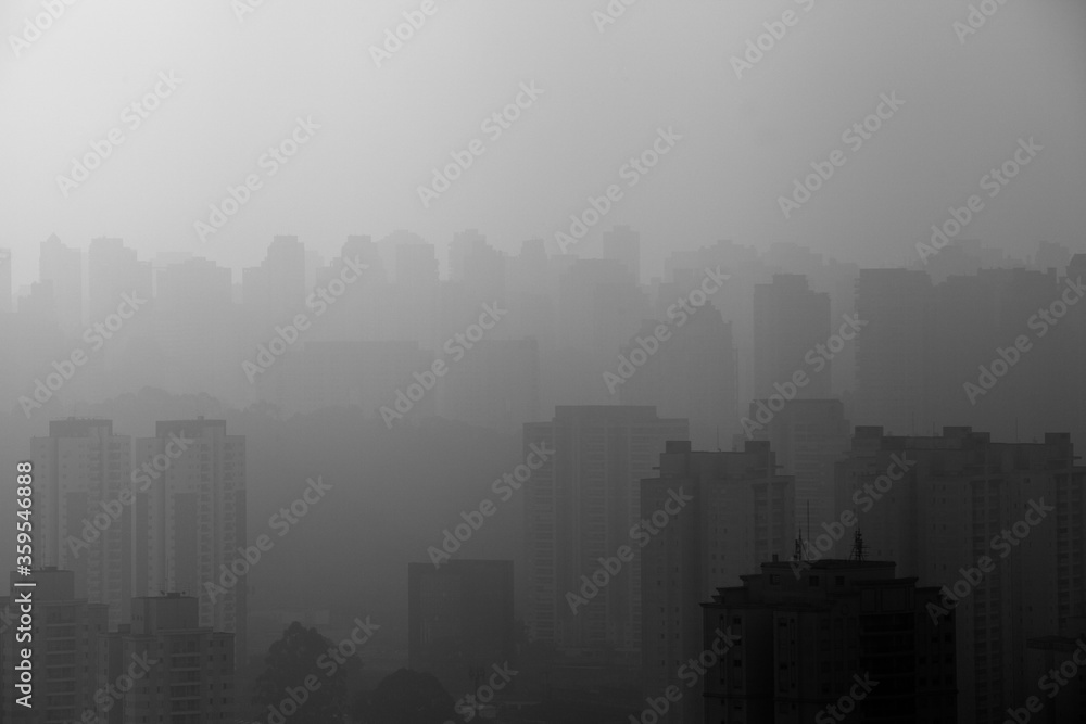 Sao Paulo skyline with fog