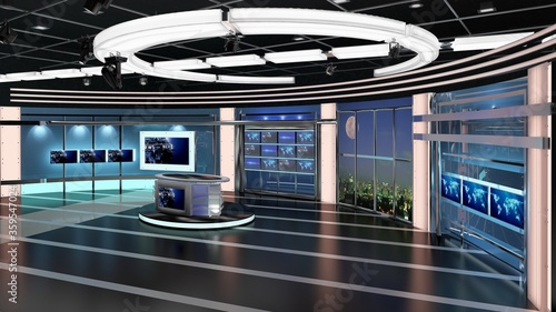 Virtual TV Studio News Set 27-4. 3d Rendering.
Virtual set studio for chroma footage. wherever you want it, With a simple setup, a few square feet of space, and Virtual Set, you can transform any loca