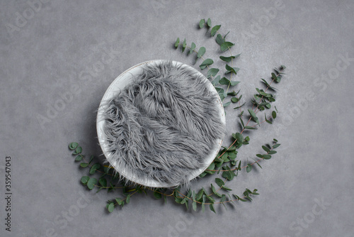 Newborn baby photography basket. Background for newborn baby