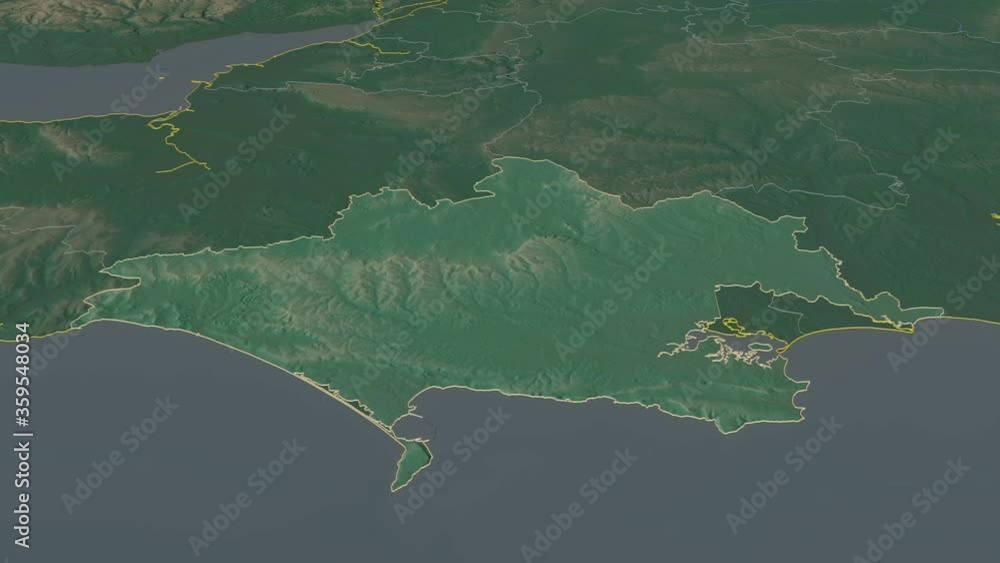 Dorset, administrative county with its capital, zoomed and extruded on the relief map of England in the conformal Stereographic projection. Animation 3D Dorset, administrative county with its capital, zoomed and extruded on the relief map of England in the conformal Stereographic projection. Animation 3D