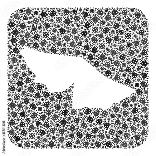 Covid map of Acre State collage created with rounded square and carved shape. Vector map of Acre State collage of virus items in various sizes and grey color tones. Created for medicine agitation.