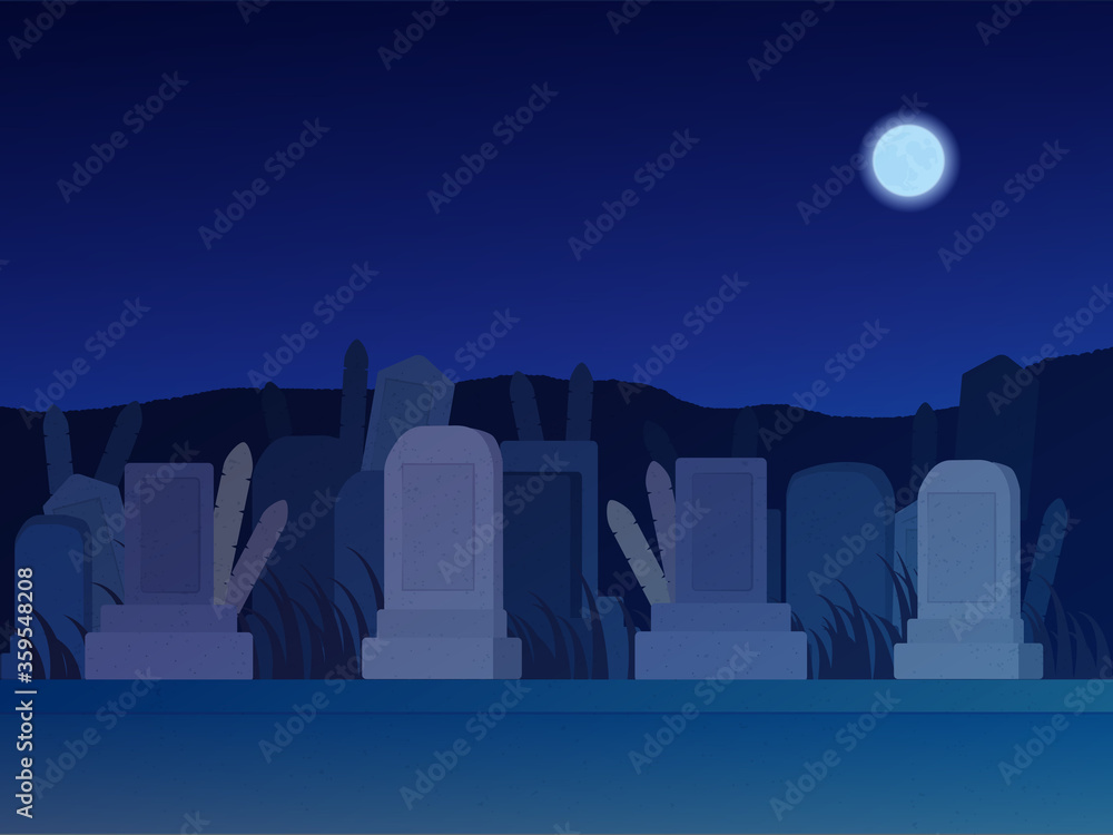 不気味な墓地の背景イラスト素材 Stock Vector Adobe Stock