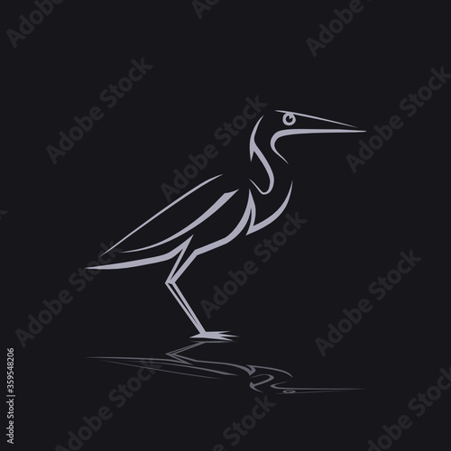 Pacific Reef Heron. Illustration of a Pacific heron crest on a gray background.