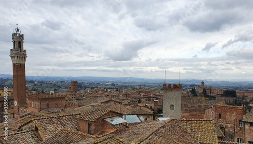 Stunning views of the rooftops of Sienna, in the Tuscany region of Italy.