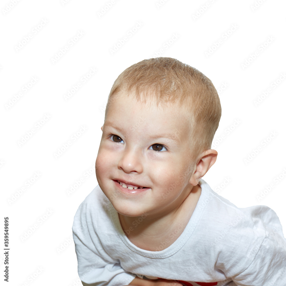 Beautiful baby laughs on a white background Beautiful baby laughs on a white background
