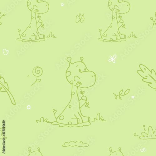 seamless tender pattern with baby giraffes