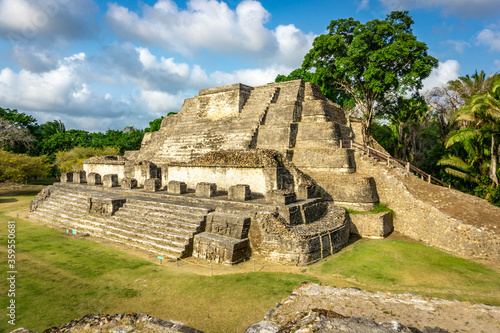 Ancient Mayan Altun Ha Temple near Belize-city in Belize. photo