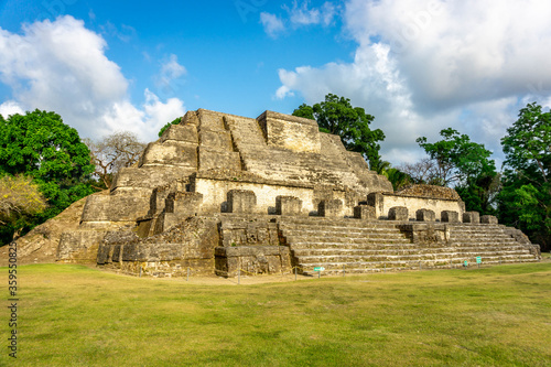 Ancient Mayan Altun Ha Temple near Belize-city in Belize.