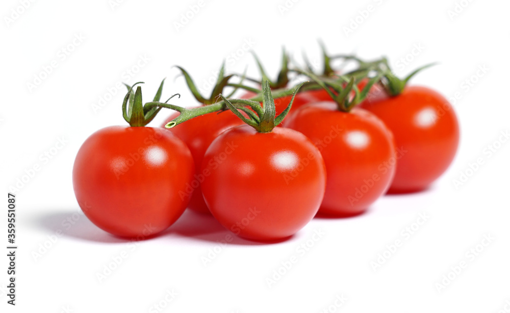 Red Cherry Tomatoes Bunch Isolated On White Background Red Cherry Tomatoes Bunch Isolated On White Background