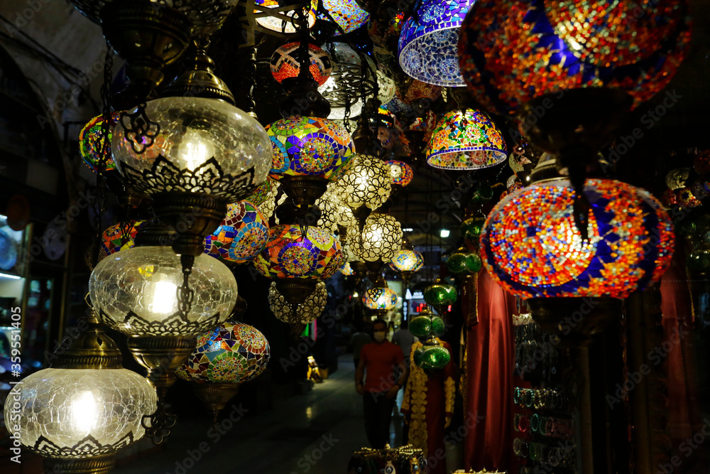 A traditional lantern shop is seen at the iconic Grand Bazaar, one of the oldest markets in the world, in the city of Istanbul, Turkey.