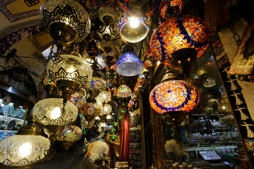 A traditional lantern shop is seen at the iconic Grand Bazaar, one of the oldest markets in the world, in the city of Istanbul, Turkey. A traditional lantern shop is seen at the iconic Grand Bazaar, one of the oldest markets in the world, in the city of Istanbul, Turkey.