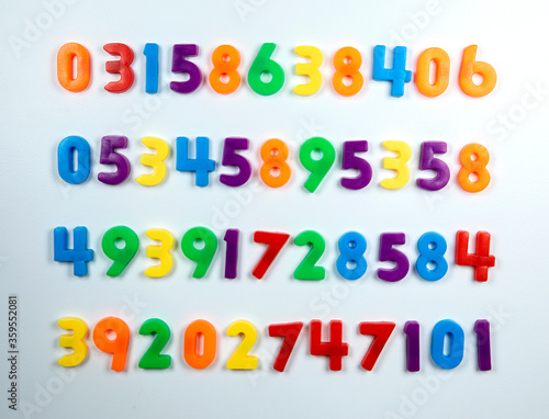 magnetic numbers on white background