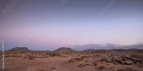 sunset in desert in Fuerteventura