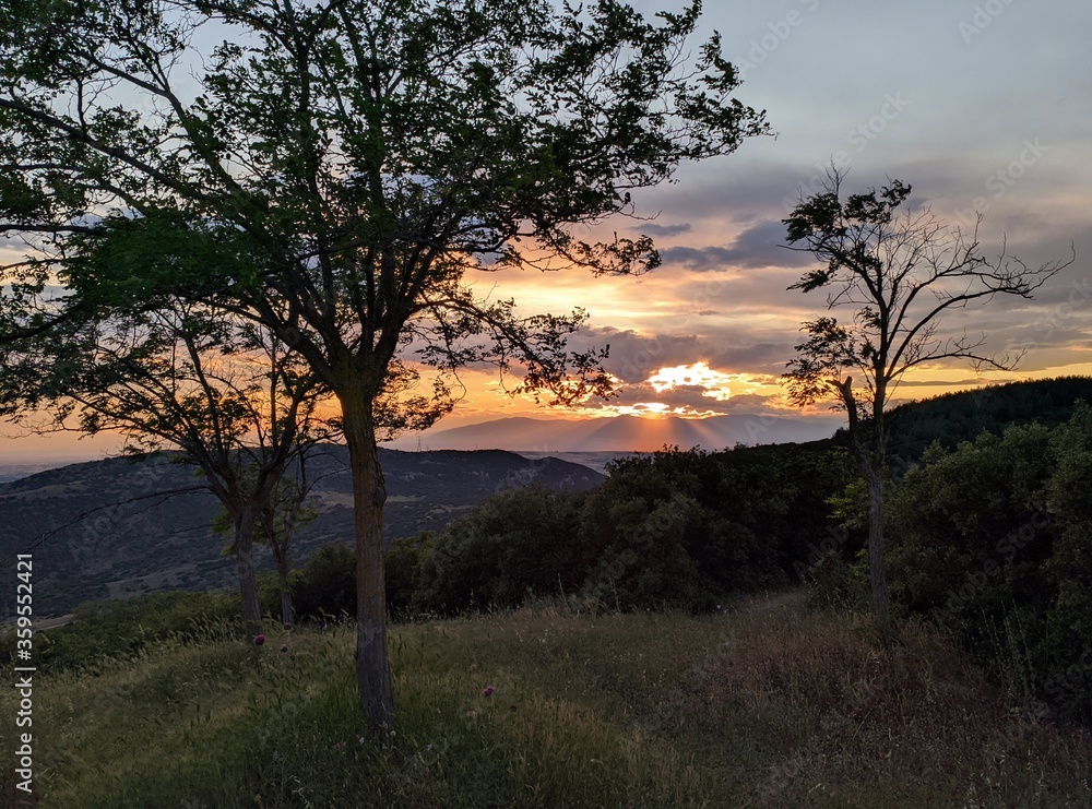 sunset over the mountains