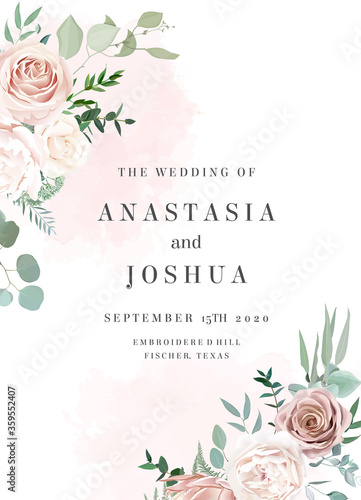 Silver sage and blush pink flowers vector design frame