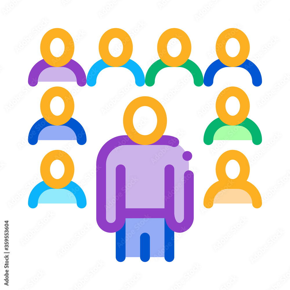 speaker standing before audience icon vector. speaker standing before audience sign. color symbol illustration speaker standing before audience icon vector. speaker standing before audience sign. color symbol illustration