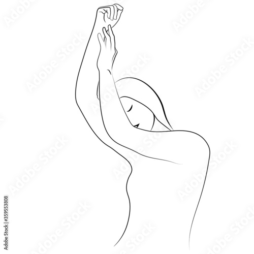 Vector woman figure line art. Fully editable. Cute  illustration on white background. Ready for print. Can be used for logo, branding, sticker, poster, print, fabric, textile