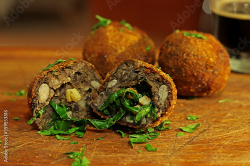 Brazilian food bolinho de feijoada