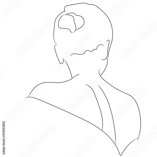 Vector woman figure line art. Fully editable. Cute  illustration on white background. Ready for print. Can be used for logo, branding, sticker, poster, print, fabric, textile
