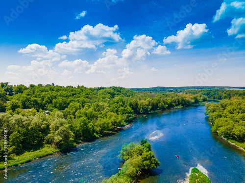 Fototapeta Naklejka Na Ścianę i Meble -  Landscape with river and blue sky