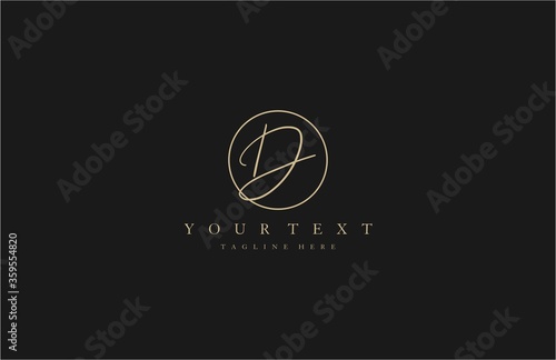D initial elegant signature vector logo