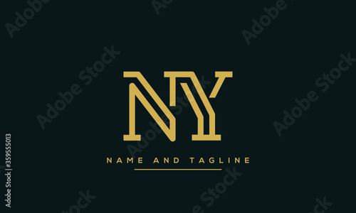 NY ,YN ,N ,Y Letter Logo Design with Creative Modern Trendy Typography