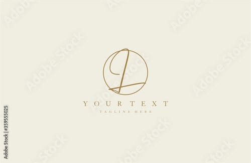 L initial elegant signature vector logo