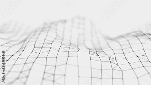 Wallpaper Mural Abstract futuristic white background. Digital dynamic wave. Blockchain technology background. Big data visualization. 3D rendering. Torontodigital.ca