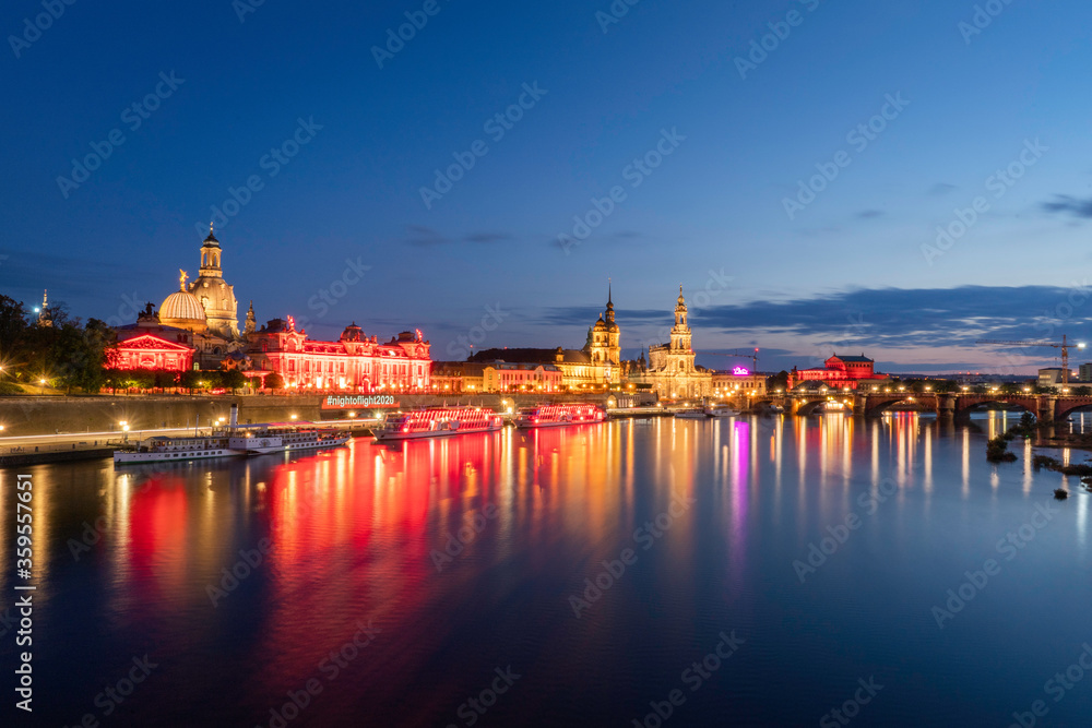 Dresden Skyline Night of Light 2020 Protest
