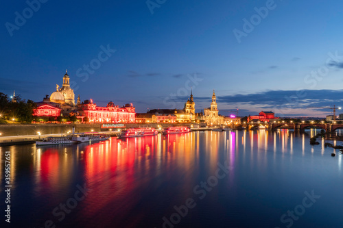 Dresden Skyline Night of Light 2020 Protest 