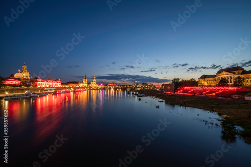 Dresden Skyline Night of Light 2020 Protest 