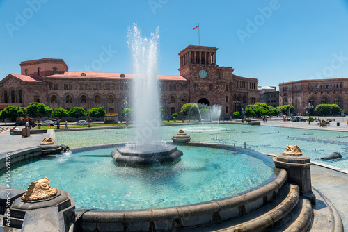 Armenia, Yerevan - fountain on Republic Square in the city center photo