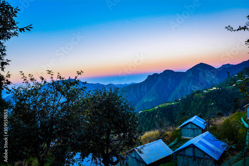sunset in the mountains kanatal Uttarakhand india