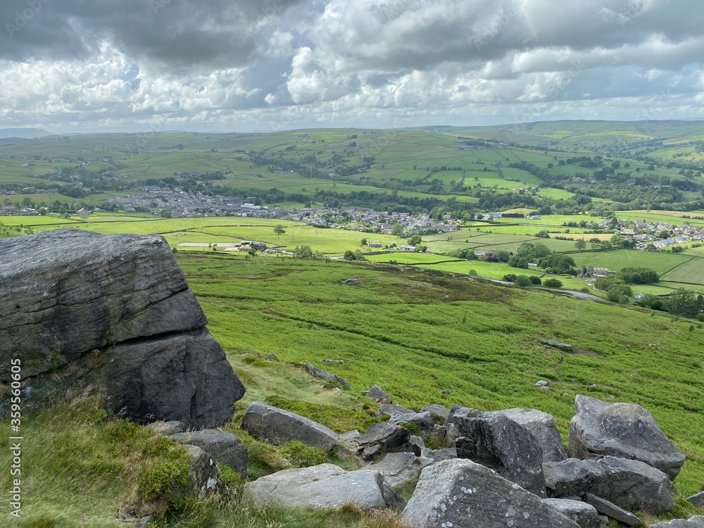 Landscape view, from the Cowling Pinnacle in, Cowling, Craven, UK