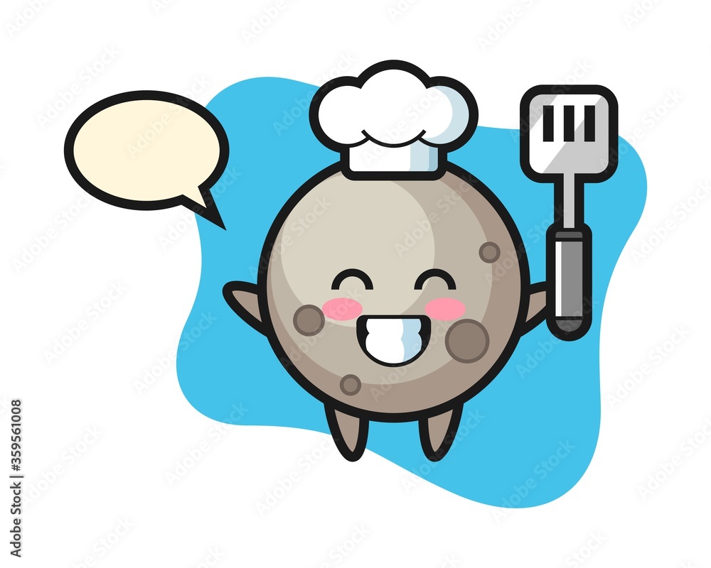 Obraz premium Moon chef cartoon is cooking