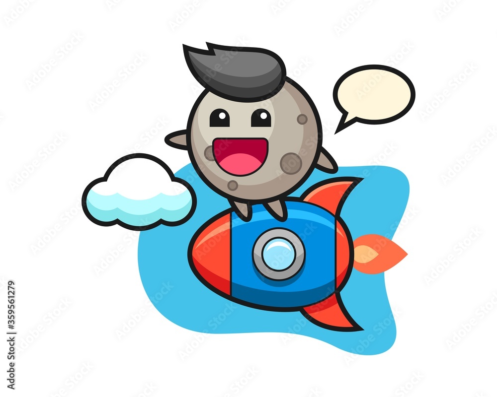 Moon cartoon riding a rocket Moon cartoon riding a rocket
