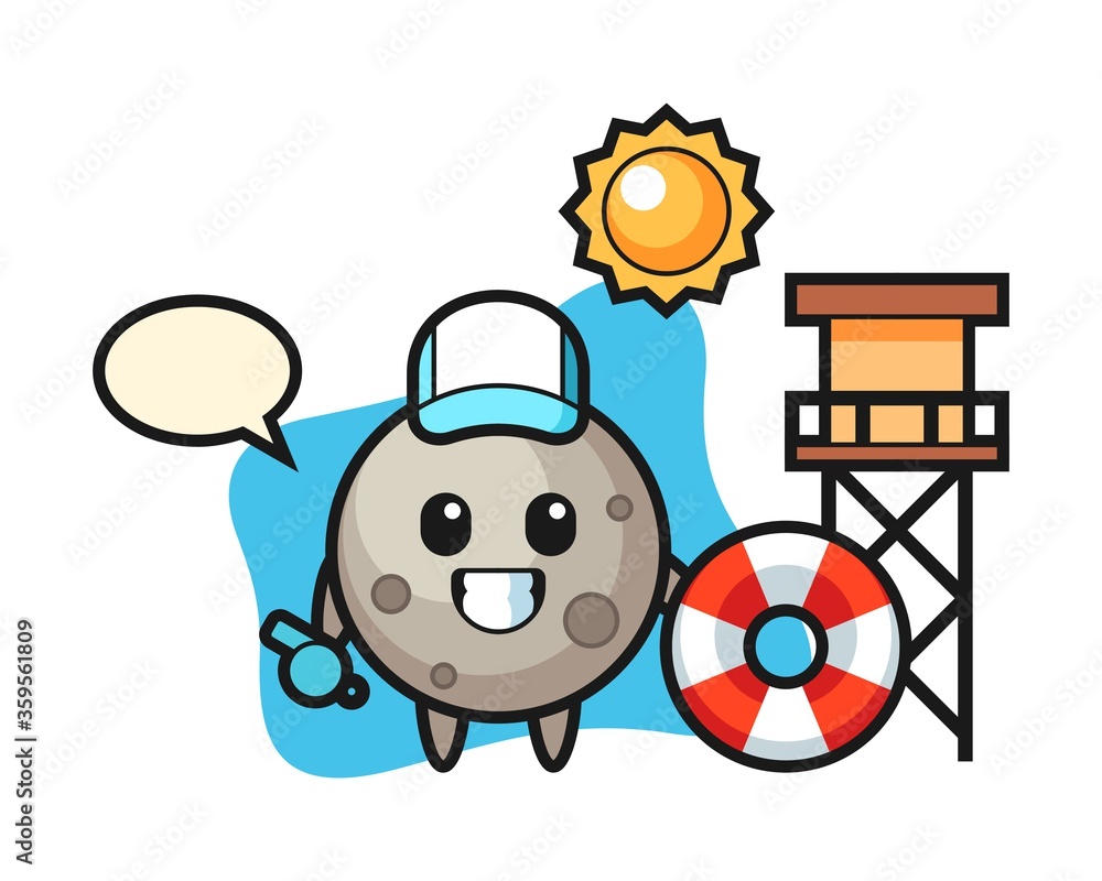 Fototapeta premium Moon cartoon as a beach guard