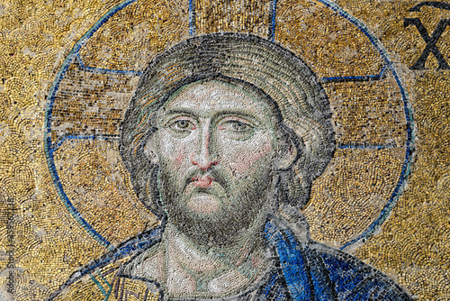 Obraz na płótnie Jesus Christ, a Byzantine mosaic in the interior of Hagia Sophia.