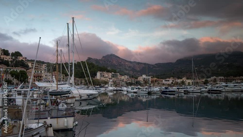 Back and forth video of boats in harbor, Soller, Mallorca photo