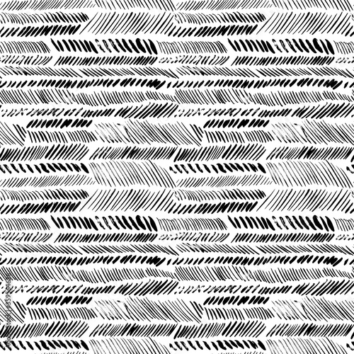 Herringbone brush strokes vector seamless pattern. Horizontal chevron texture or wallpaper.