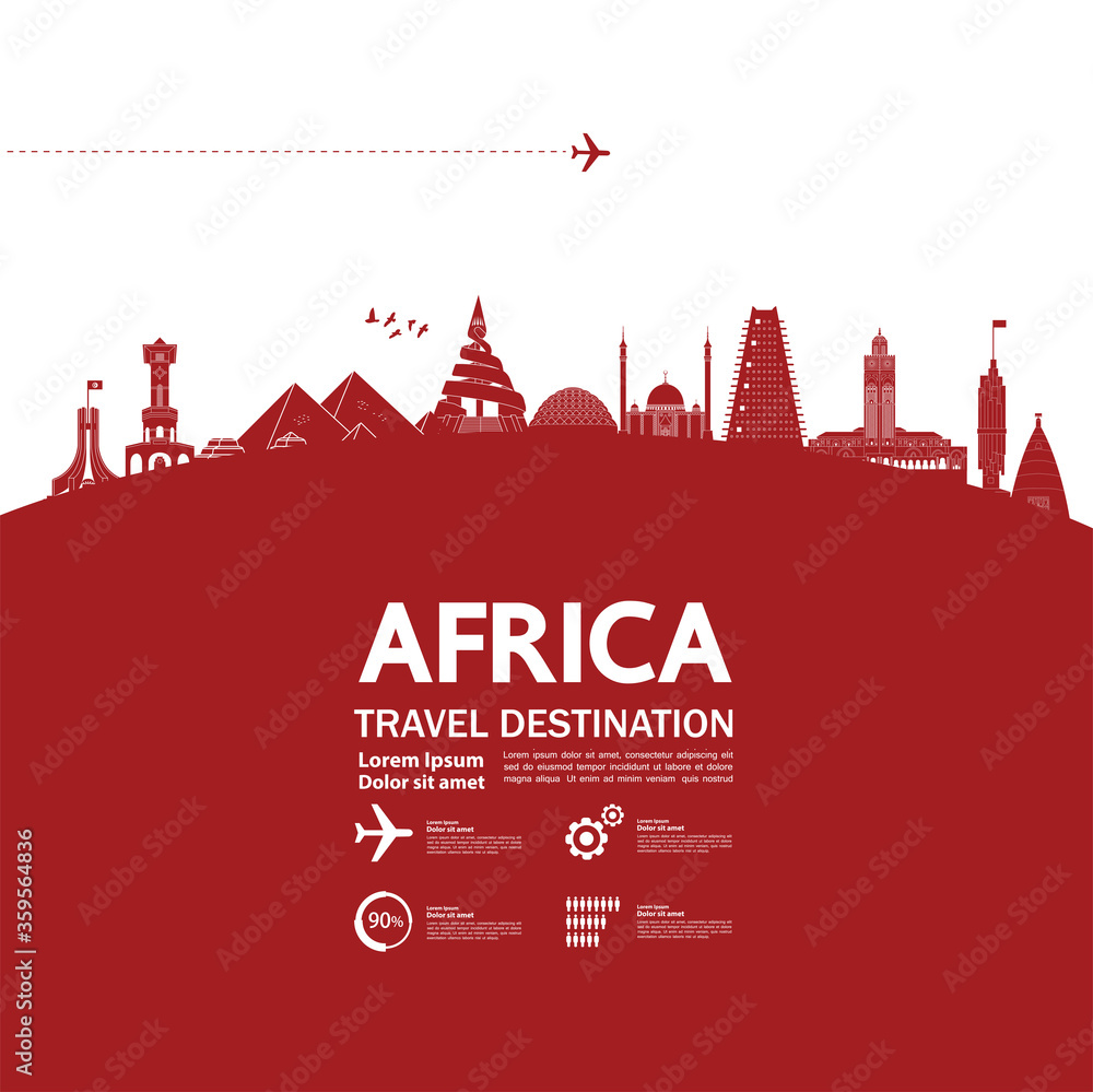 Africa travel destination grand vector illustration. 