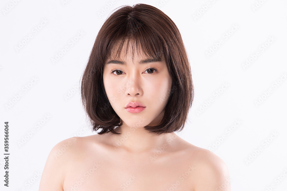 Beautiful Young Asian Woman with Clean Fresh Skin. Face care, Facial treatment, Cosmetology, beauty and healthy skin and cosmetic concept, woman beauty skin isolated on white background. Beautiful Young Asian Woman with Clean Fresh Skin. Face care, Facial treatment, Cosmetology, beauty and healthy skin and cosmetic concept, woman beauty skin isolated on white background.