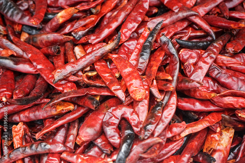 Close up of dried chilli, asia food ingredient background